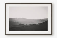 Load image into Gallery viewer, MOUNTAINS LAYERED AT SUNSET POINT IN BLACK & WHITE