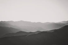 Load image into Gallery viewer, MOUNTAINS LAYERED AT SUNSET POINT IN BLACK & WHITE