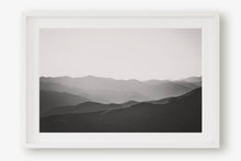 Load image into Gallery viewer, MOUNTAINS LAYERED AT SUNSET POINT IN BLACK &amp; WHITE
